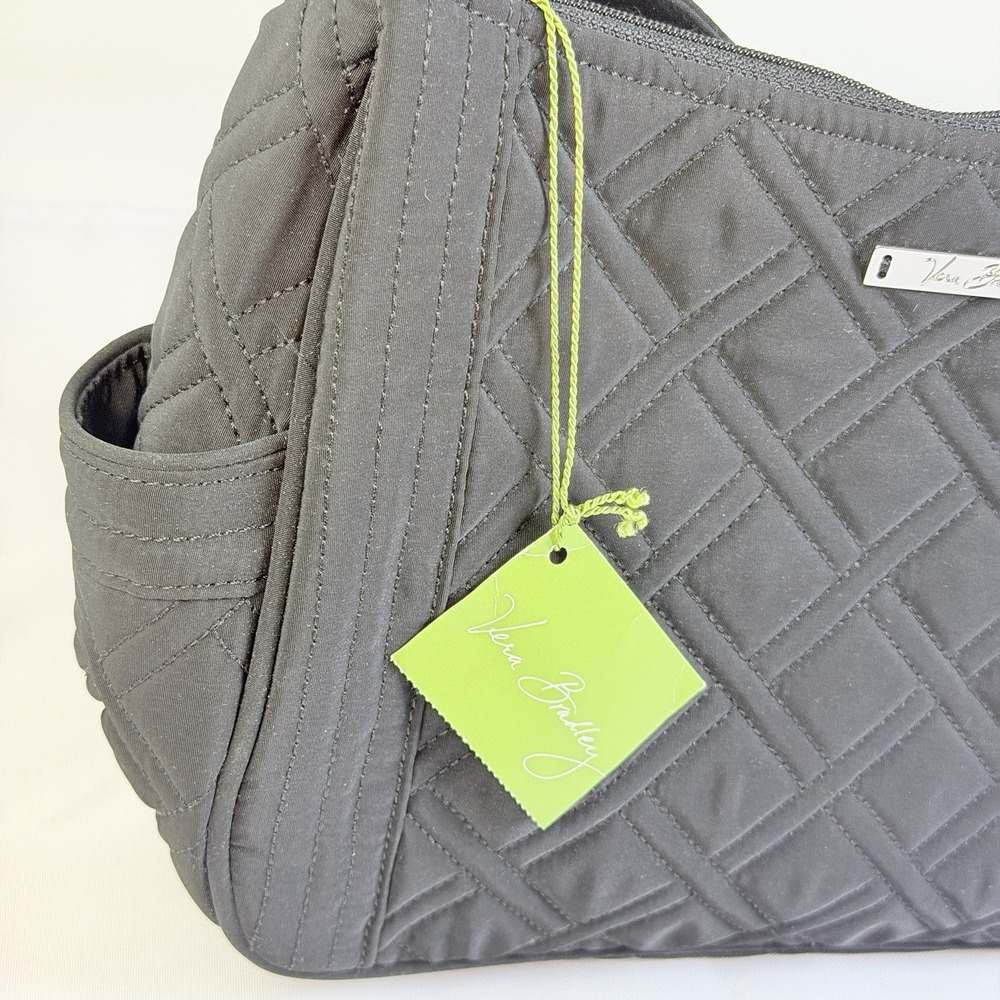 Vera Bradley "On The Go" Crossbody Hobo Bag Classic Black Microfiber Zipper New - Picture 6 of 12